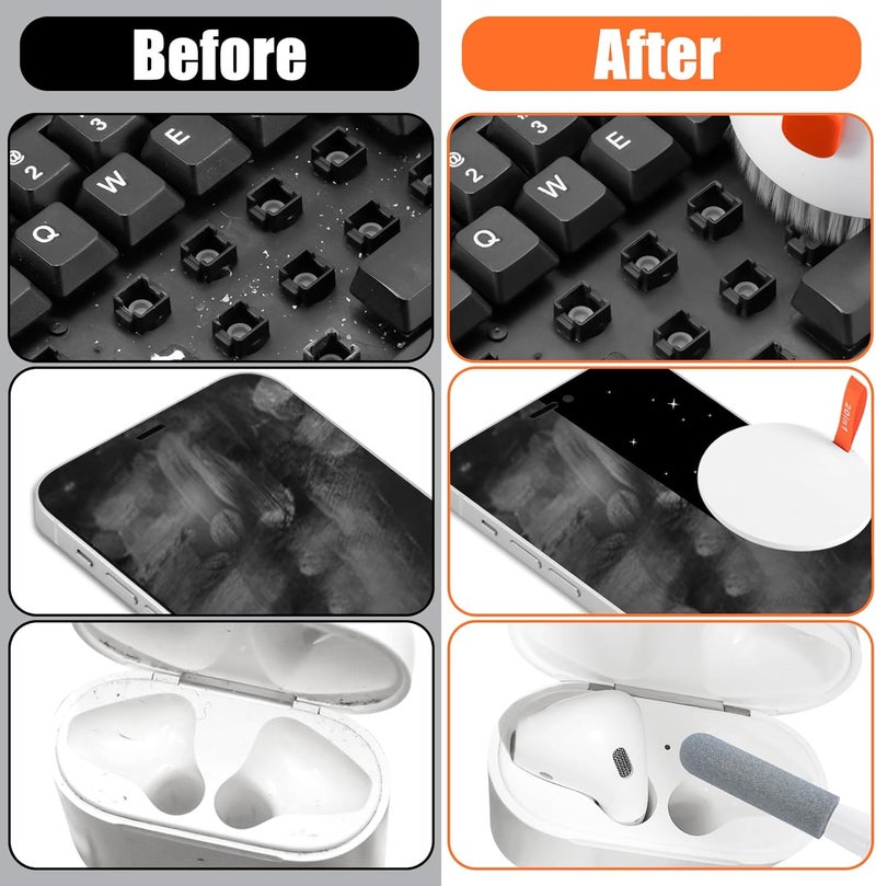 walrfid 2 Pack Laptop Phone Screen Cleaner Kit, Computer Keyboard Brush Cleaning Spray for iPhone AirPods MacBook iPad, 20-in-1 Electronic Device Tool for Camera Earbud TV Tablet Car Screens, White - Image 5